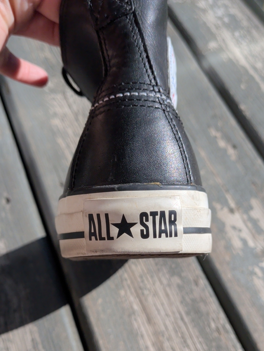 Converse Men's Black Leather High-Top Sneakers - Picture 12 of 14